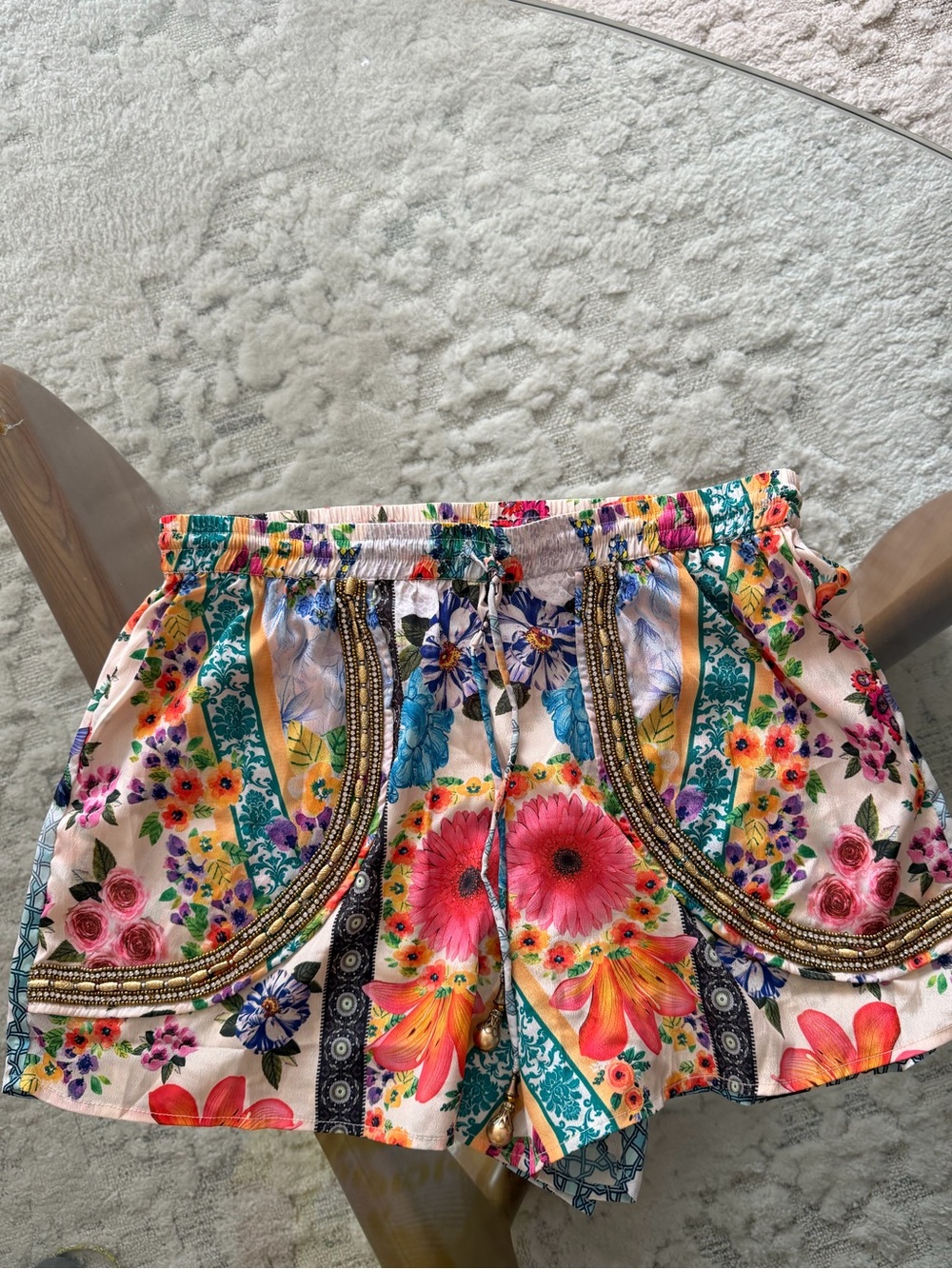 Beaded Floral Print Summer shorts